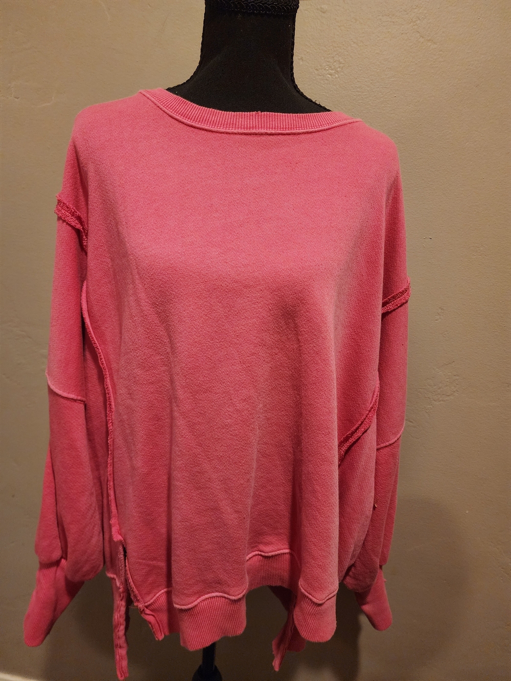 Free People Coral Pink Crewneck Sweatshirt